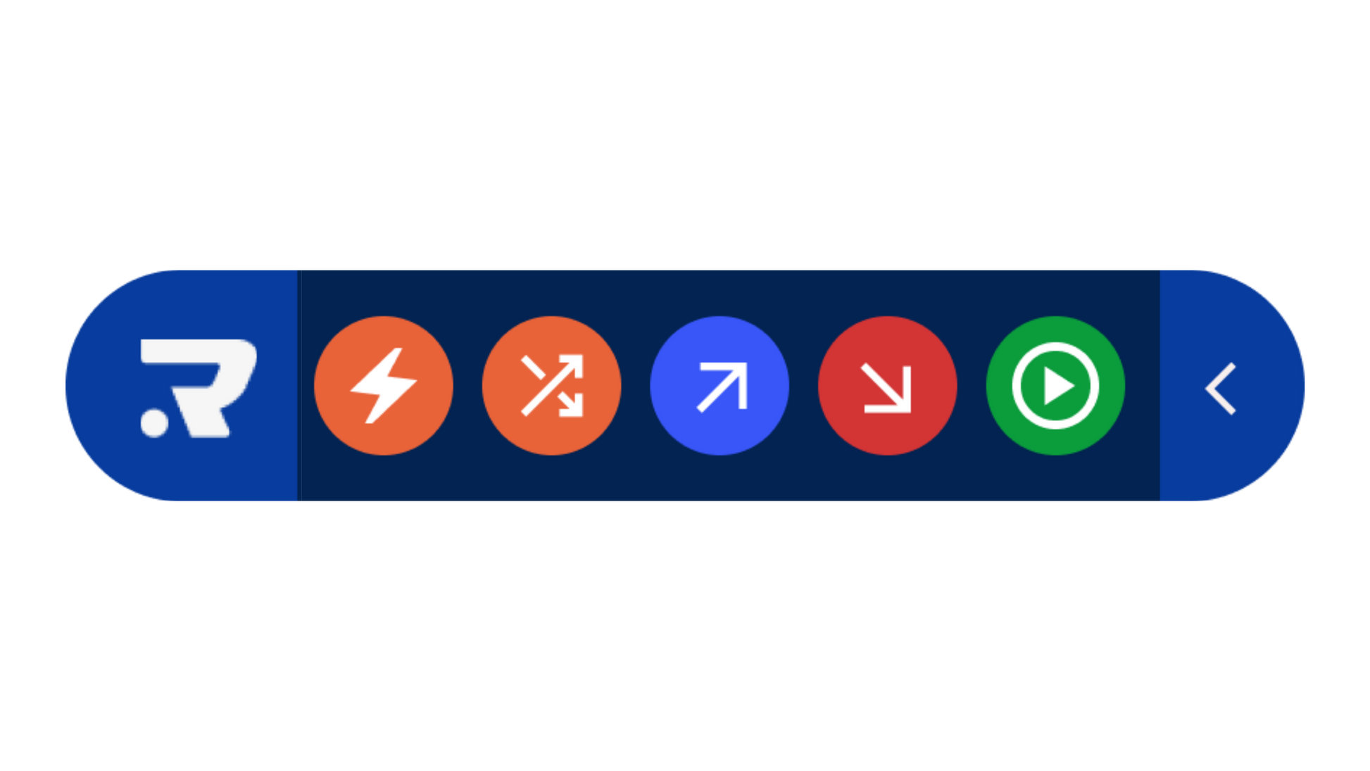 Icon set on a digital interface representing various actions, including play, direction, and speed, with a blue background.